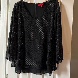 Sheer black and gold Jennifer Lopez top XL